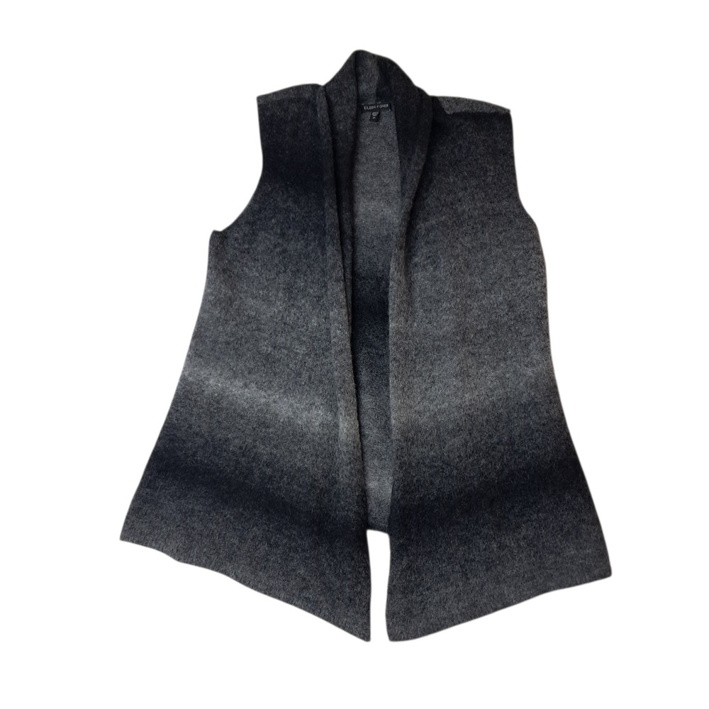 Eileen Fisher Sweater‎ Cardigan Women's XS Gray Striped Mohair Wool Blend Ombre